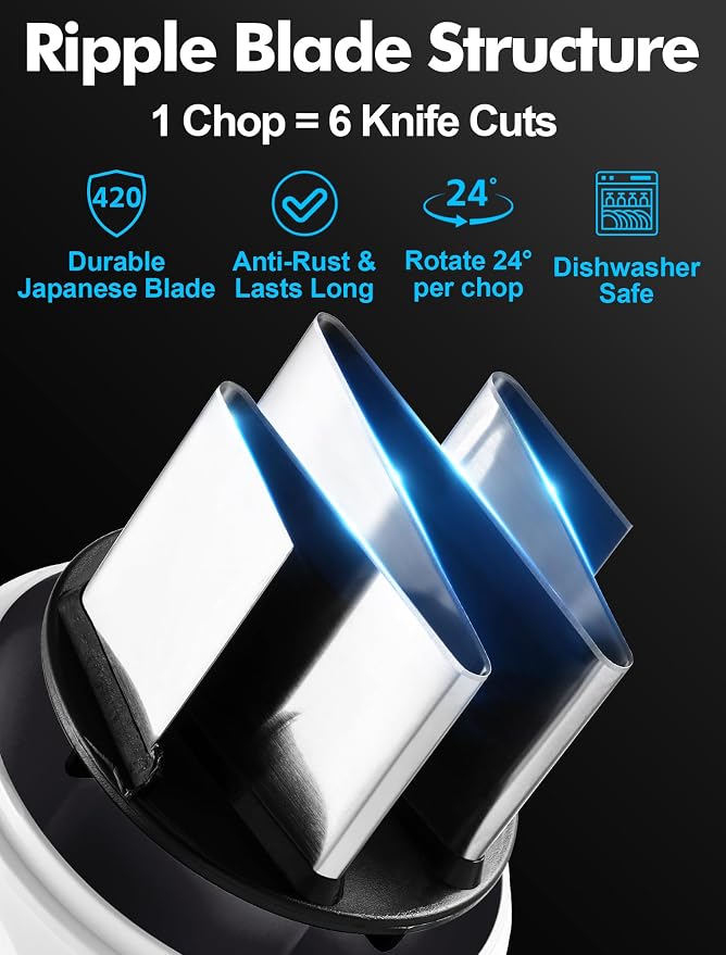 GDL Food Chopper, Manual Slap Vegetable Chopper Onion Dicer, Garlic Mincer | Hand Chopper for Onion Nut Pepper Celery Tomato, Easy & Safe Chopping, No BPA, Durable Stainless Steel Blade, Dishwasher Safe