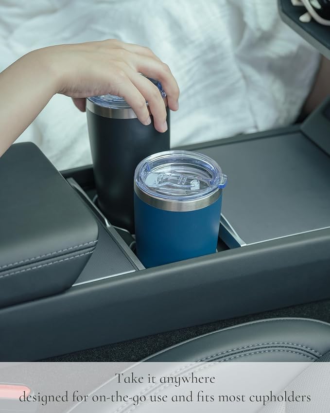 20oz Travel Coffee Tumbler with 2 Lids and Straw, Stainless Steel | Double Wall Vacuum Insulated Tumbler, Coffee Mug for Hot & Cold Drinks, Fits Most Car Cup Holders, Purple