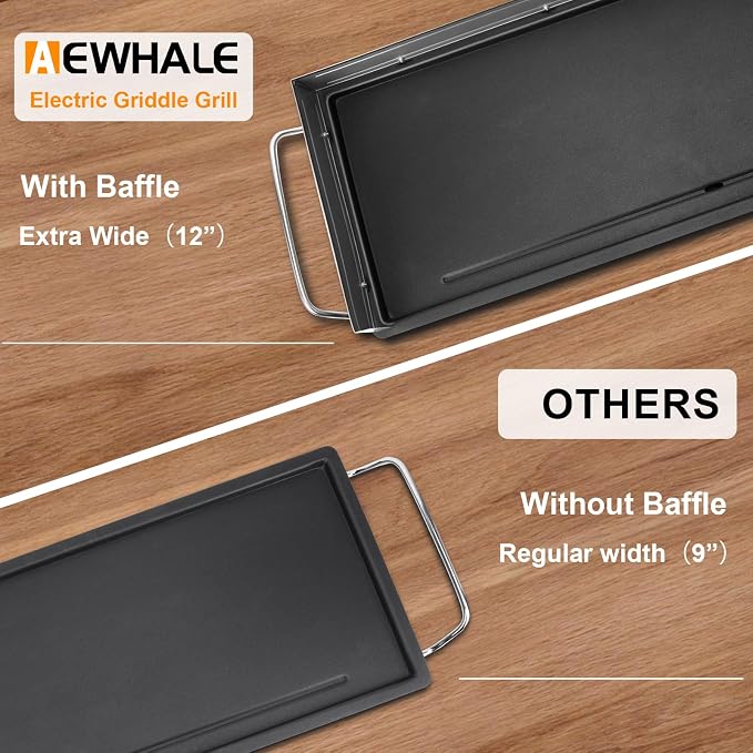 AEWHALE 35" Electric Nonstick Extra Large Griddle,2000W Teppanyaki Grill | Extra Wide,Detachable for Easy Cleaning,Adjustable Temperature to 420°F,BBQ,Breakfast & Family Parties,Indoor/Outdoor