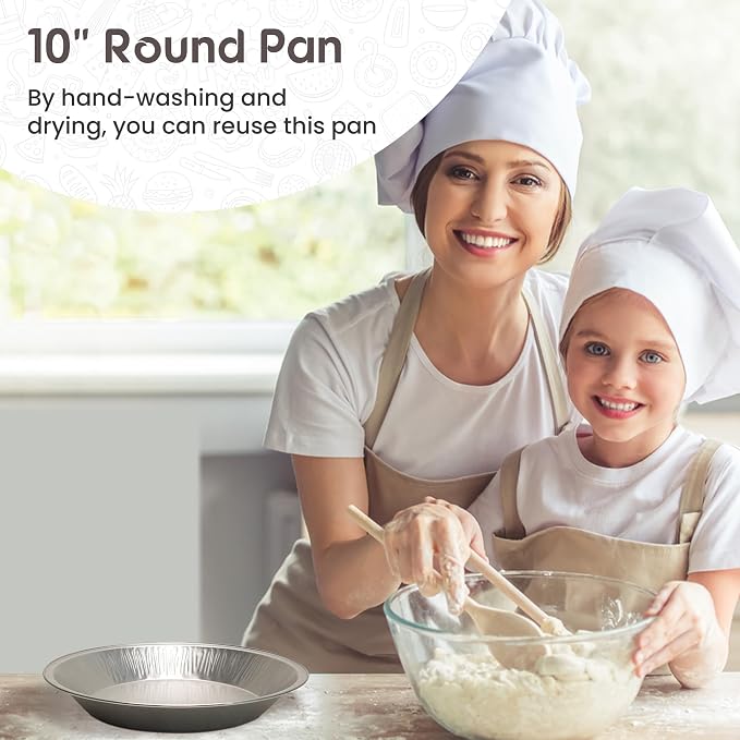 KitchenDance Disposable Heavyweight Aluminum Foil Pie Pan - 36 Ounces Round Baking Pan Perfect for Homemade Cakes, Pies - Aluminum Foil Pan for Baking, Storing, and Preparing Food #1070 (250, Silver)