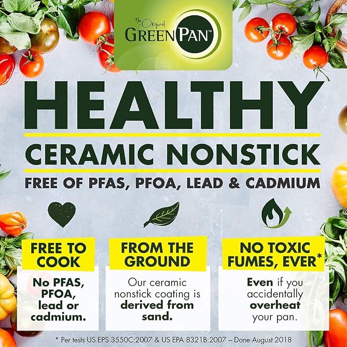GreenPan Chatham Hard Anodized Healthy Ceramic Nonstick, 3QT Saucepan Pot with Lid, PFAS-Free, Dishwasher Safe, Oven Safe, Gray