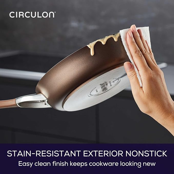 Circulon Symmetry Non Stick Pots and Pans Set, 11-Piece, Chocolate | Hard Anodized Induction Pots and Pans Set, Durable, Dishwasher and Oven Safe to 400°F, Compatible With All Stovetops