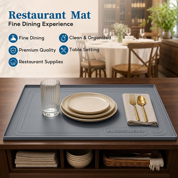 Under Sink Mat 25x19, Waterproof Liner for Under Sink Organizers, Dark Gray | BPA-Free Silicone with 0.59" Raised Edge Helps Contain Leaks, Spills & Drips to Protect Kitchen Cabinets