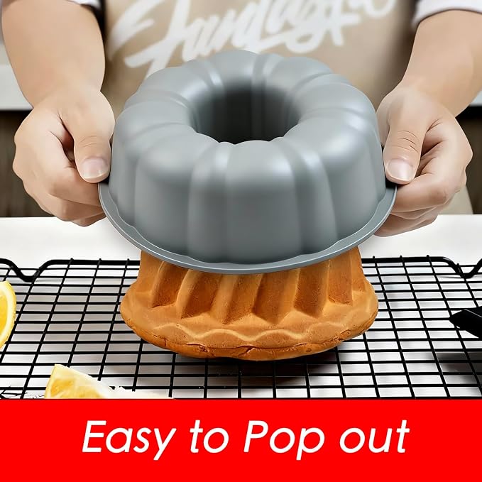 SOV silicone cake pan, silicone Cake Molds, Bakeware Non Stick 10 inch Pan for Jello,Gelatin,cake, Silicone Baking Molds for Cakes, Round Baking Pan (grey+1 pack)