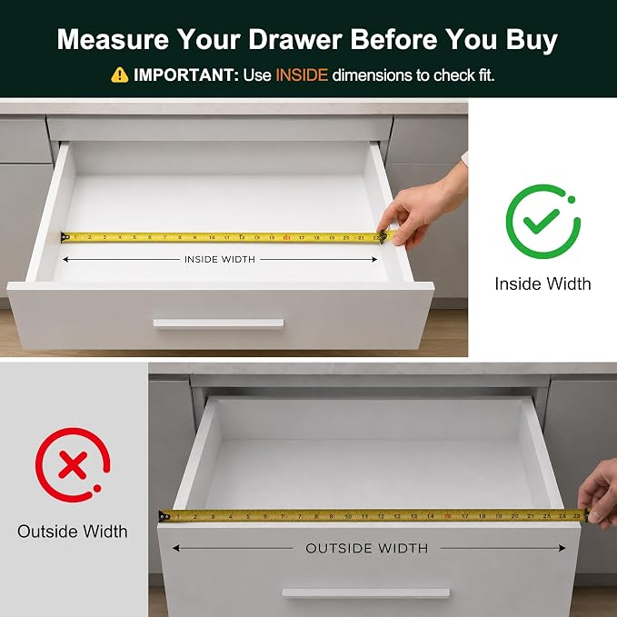 Kitchen Bamboo Silverware Organizer, Kitchen Drawer Organizer - Utensil Holder and Cutlery Tray with Grooved Drawer Dividers for Flatware 7 Slot, White