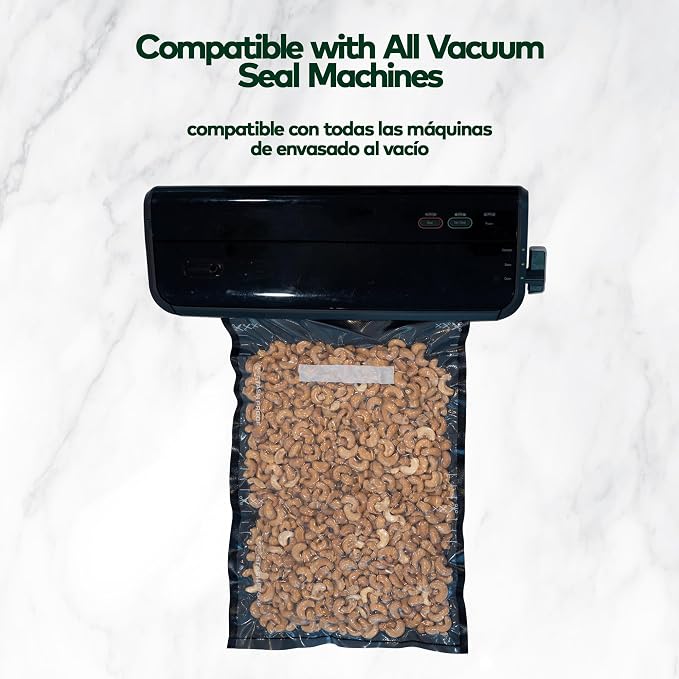 Vacuum Seal Rolls 11" x 25' 2 Pack (50 Feet Total) 5.5 Mil (Black & Clear) BPA Free Heavy-Duty Commercial Grade Sealer Rolls for Food Storage, Sous Vide, Meal Prep, Freezer Storage & Food Preservation