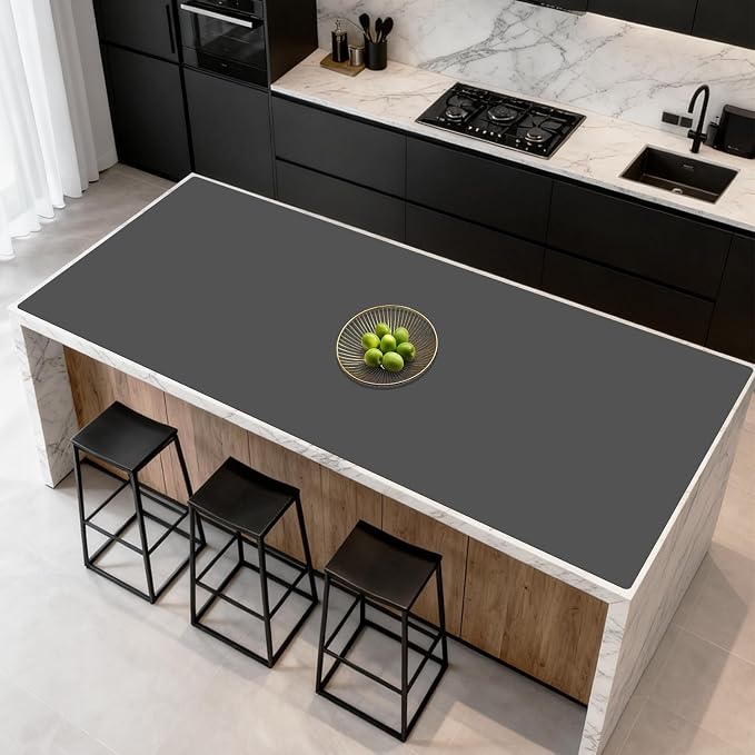 84''x24'' Large Silicone Mat for Kitchen Counter, Non-Slip Heat Resistant Countertop Protector, Waterproof Multipurpose Mat for Kitchen Island, Dark Gray