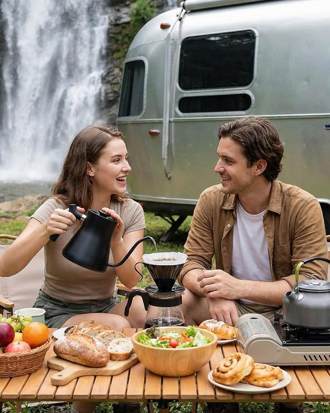 AGOGO Stainless Steel V60 Coffee Dripper & 50 Paper Filters, Black | Unbreakable carafe for kitchen RV camp and office, includes barista towel, lead-free food grade 304 stainless steel