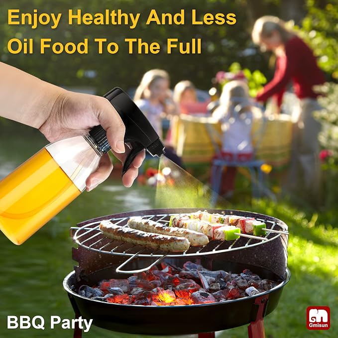 gmisun Oil Sprayer for Cooking, 2 Pack Olive Oil Spray Bottle, 10oz Food-Grade Plastic Oil Spritzer Mister, Refillable Oil Dispenser Bottle for Salad, BBQ, Grilling, Kitchen Baking, Roasting