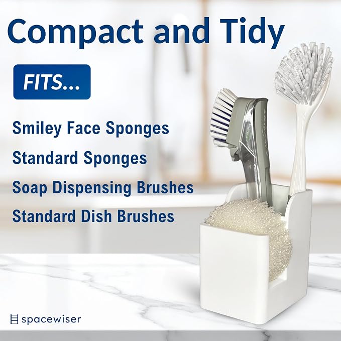 Silicone Sink Caddy – Sponge Dish Brush Holder for Kitchen Sink | Kitchen Sink Organizer, Sink Brush Holder, Sink Sponge Holder for Scrub Daddy, Scrub Mommy, Sponge & Kitchen Brush Holder