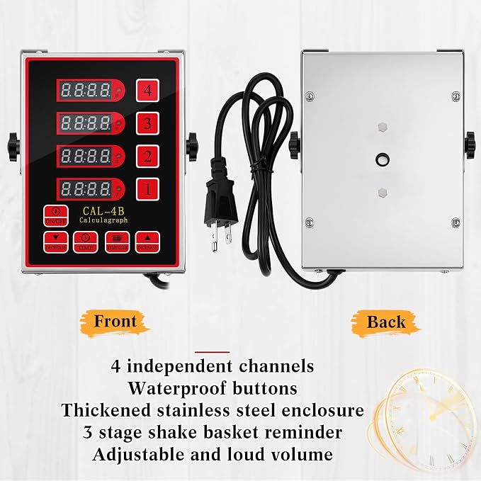Relaxweex 1 Pack 4 Channel Kitchen Timers for Cooking, Commercial Digital Kitchen Timer with Loud Alarm, Large LCD Display, Restaurant Fryer, Chef, Baking Supplies