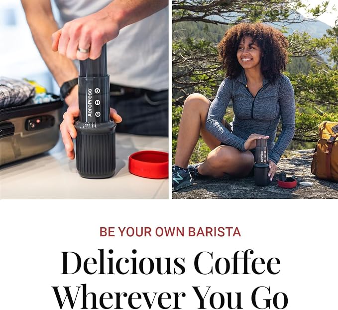 AeroPress Go Extra Small Portable Coffee Maker Kit | Travel, Hiking & Camping, All-in-One French Press, Pour-Over & Espresso Style Manual Brewer, 2 Min Brew
