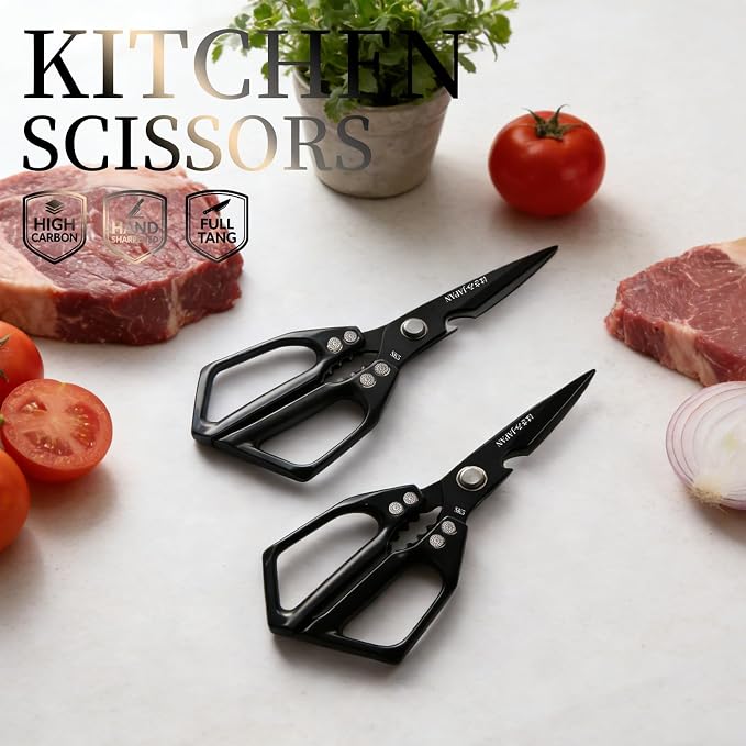 Kitchen Scissors Set 2PCS, Kitchen Shears Heavy Duty Poultry Shear Japan Meat Scissor for Food All Purpose Seafood Meat Cutting Cooking Shears, Chicken Scissors Gifts for Men Women