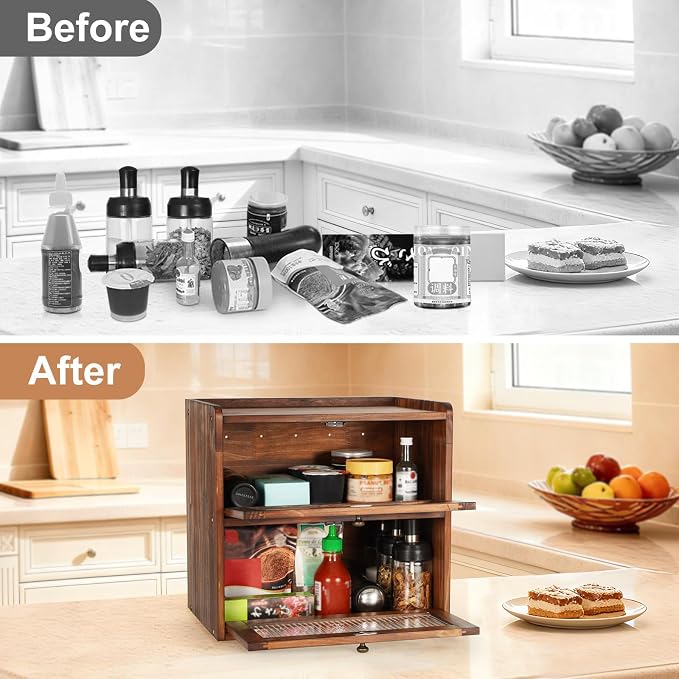 Ciilee Baby Bread Box for Kitchen Countertop Wooden Double Layer Storage Container Bread Bin Large Capacity Vintage Bread Keeper Farmhouse Breadbox Pantry Organizer Versatile Food Cabinet(Brown) | Vintage Double Layer Bread Bin with Air Vents, Acrylic ...