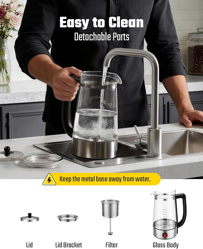 KIDISLE 10-Cup Electric Percolator Coffee Pot, Glass Percolator Coffee Maker with Borosilicate Carafe, Stainless Steel Filter Basket, 1000W