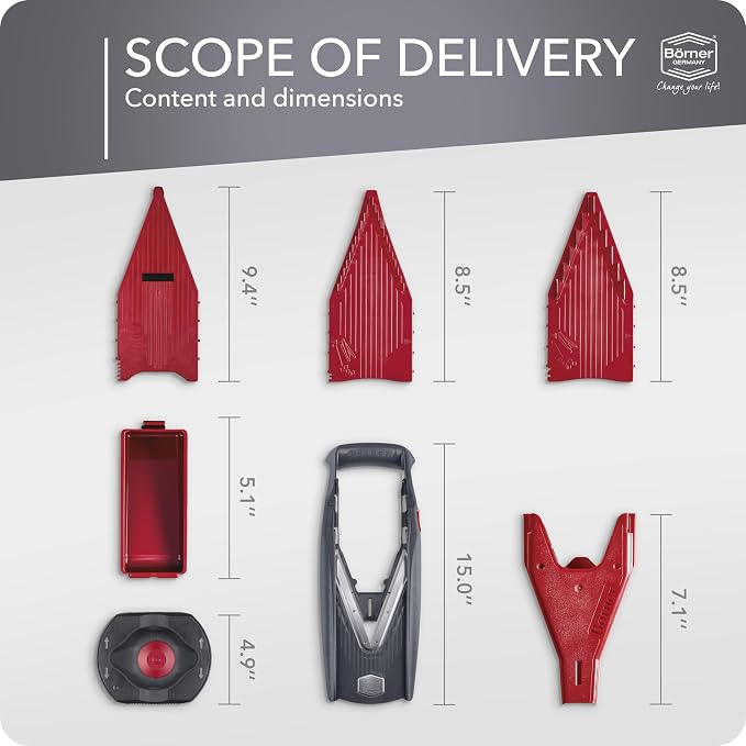 Börner Mandoline Slicer Vital (Starter Set) • Vegetable Slicer with Stainless Steel V-Blade • 10 Cutting Styles for Slices, Strips & Dices • Various Thickness Settings & Dressing Function