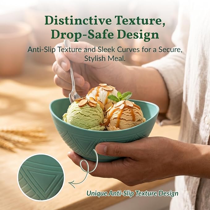 Wheat Straw Bowls 10 OZ Small Serving Bowls Unbreakable Dessert Bowls for Kitchen, Camping, RV, Party, Unbreakable Mini Oval Bowls for Ice Cream Microwave and Dishwasher Safe (6 PCS Multi)