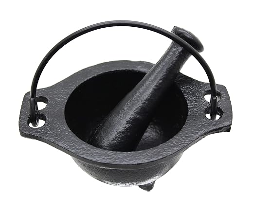 Cast Iron Cauldron Mortar and Pestle Set