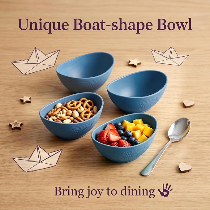 Snack Bowls Set of 6, Unbreakable Wheat Straw Bowls10oz, Small Prep Bowls for Ice Cream, Dessert, Yogurt, Salsa, Microwave & Dishwasher Safe Mini Serving Bowls for RV, Dorm - Blue