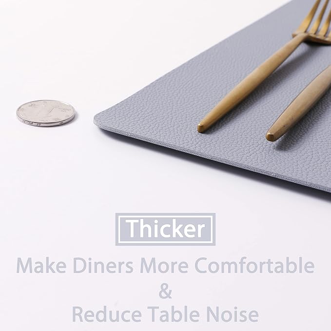 Wipeable Placemats Leather Table Mats Waterproof Heat-Resistant Easy to Clean for Dining Table Set Kitchen Table (6, Pale Blue)