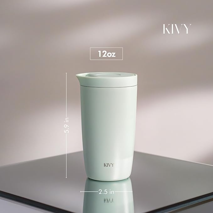 KIVY Travel Coffee Mug Tumbler [24h Cold | 6h Hot] Insulated Coffee Tumbler Stainless Steel - Leak Proof Coffee Travel Mug - 12oz Insulated cup to go for hot & cold drinks - Cups for Women & Men