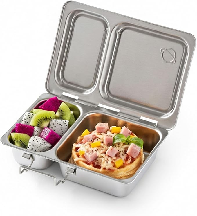 PlanetBox Recycled Shuttle Stainless Steel Lunch Box for Kids and Adults - Replacement Lunchbox Only, Brushed Finish, Sustainable Bento Box