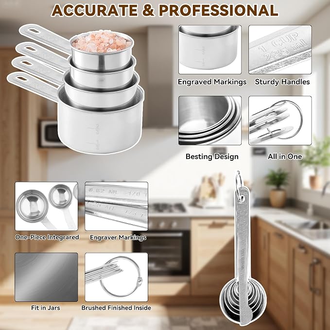WEPSEN Hand Mixer Electric Mixing Bowls Set, 5 Speeds Handheld Mixer with 4 Nesting Stainless Steel Mixing Bowl, Measuring Cups Spoons 200W Kitchen Blender Whisk Beater Baking Supplies For Beginner