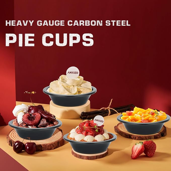 5 inch Mini Pie Pans, 8-Piece Small Round Cake Pan, Reusable Nonstick Carbon Steel Pie Tins for Oven and Instant Pot Baking | Reusable Nonstick Round Carbon Steel Pie Tins, Perfect for Oven and Instant Pot Baking, Reusable, Durable, Easy to Clean