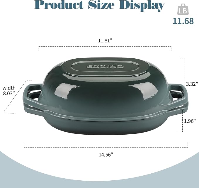 EDGING CASTING Enameled Cast Iron Oval Dutch Oven Pot with Lid, Dutch Oven for Sourdough Bread Baking, Bread Oven, Bread Dutch Oven, Oval Bread Pan, 5qt, Slateblue