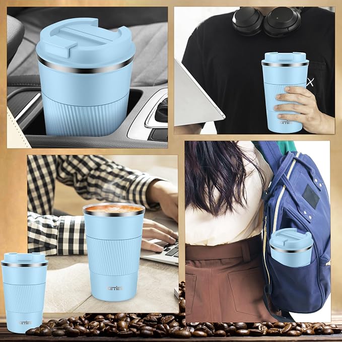 KETIEE Travel Coffee Mug 12oz: Insulated Coffee Cup with Leakproof Lid, Coffee Tumbler, Reusable Coffee Cups with Seal Lid, Vacuum Stainless Steel Coffee Mug to Go for Hot/Iced Water Tea | Coffee Tumbler, Reusable Coffee Cups with Seal Lid, Vacuum Stai...