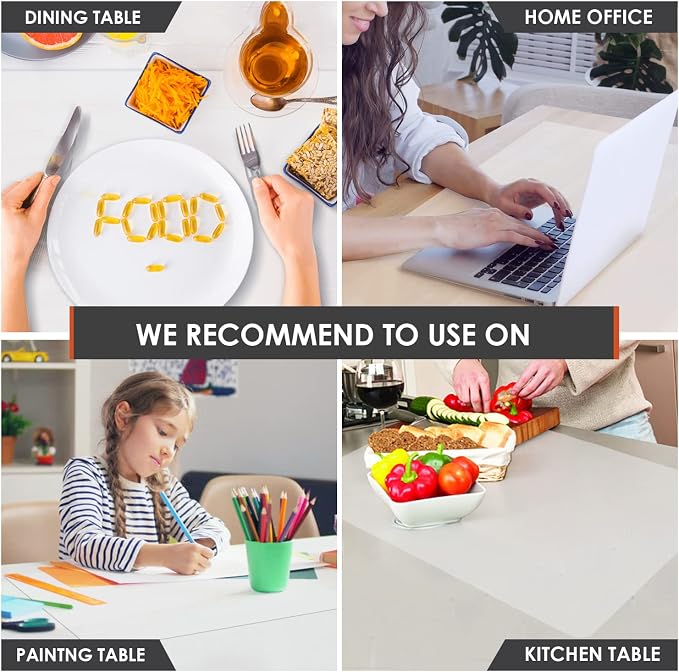2 Pack Oversize Silicone Table Mats, Silicone Placemat Set of 2 for Baking Craft Pastry Non-Stick, Heat Resistant Waterproof Nonskid Countertop Protector Mat (Translucent, 23.6''x15.75'')