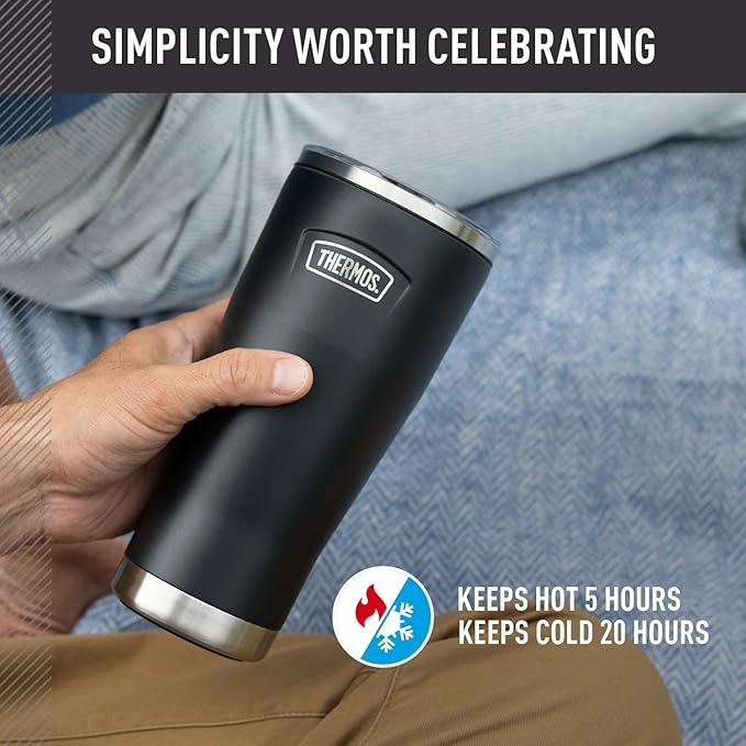 THERMOS ICON SERIES, Stainless Steel Tumbler with Slide Lock, 18 Ounce, Melon