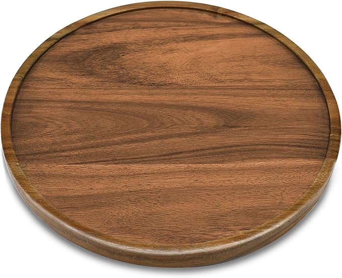 12" Acacia Wood Lazy Susan Organizer Kitchen Turntable for Cabinet Pantry Table Organization