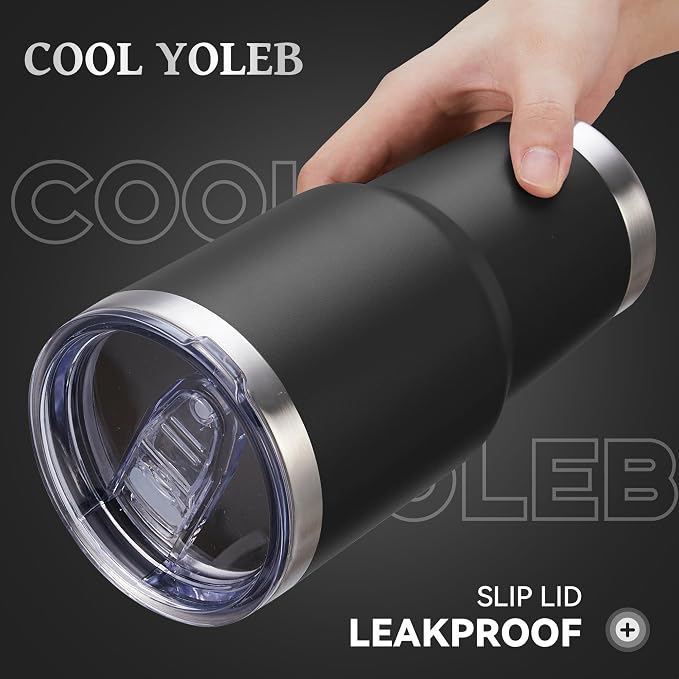 30 oz Tumbler with Lid Stainless Steel Tumblers, 1 Pack | Vacuum Insulated Cup, Leak Proof Lid, Powder Coated Travel Mug, Double Wall, Keep Cold Drinks for 12 Hours, Black