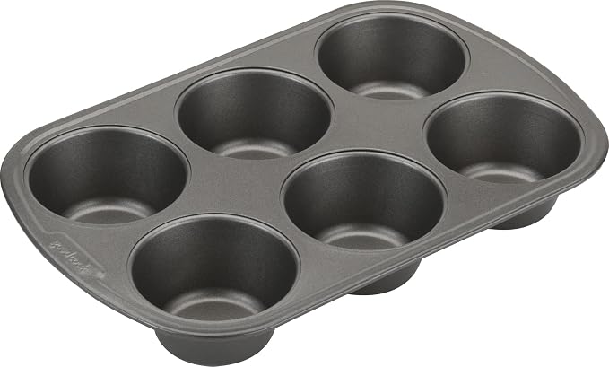 GoodCook Everyday Nonstick Steel Jumbo Texas Muffin Pan, 6-cup, Gray