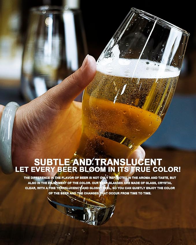 LUXU IPA Beer Glasses,Pilsner Beer Glasse,16 oz,Set of 4 | Craft Beer Bar Glasses,Lead-free Drinking Glasses,Ideal Gifts for Lager,Ale or Craft Beer Lovers-Crystal Clear