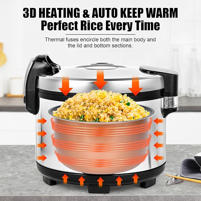 Commercial Rice Cooker,15.85QT/84 Cups Cooked Rice,15L Extra Large | Capacity Rice Cooker & Warmer,1350W Fast Rice Cooker With LED Display,Nonstick Inner Pot,Multi-Function Electric Rice Maker