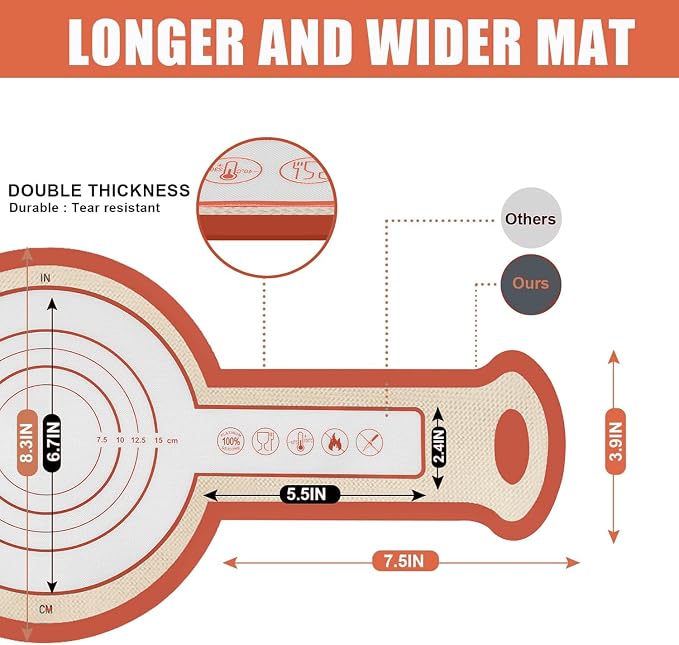 Silicone Bread Sling, 2Pcs Silicone Baking Sling with Longer Handles, Non-Stick & Easy Clean Dutch Oven Baking Mat to Transfer SourDough Easily, Reusable Bread Mat Set