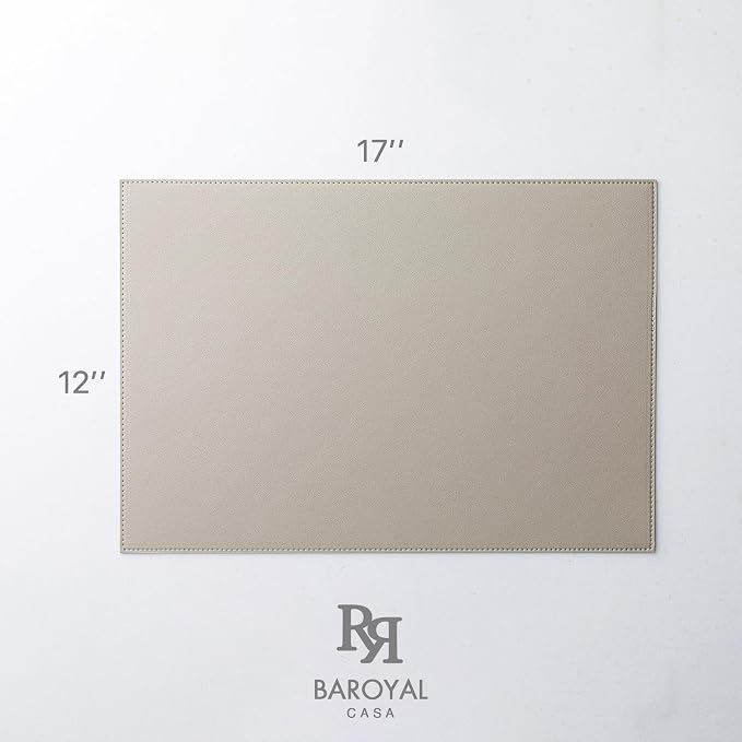 Baroyal Faux Leather Placemats Set of 8 Vinyl Washable Wipeable Table Mats for Kitchen Dining Table Heat Resistant Waterproof Indoor/Outdoor Placemats Non-Slip Easy Clean Place Mats-Almond Birch