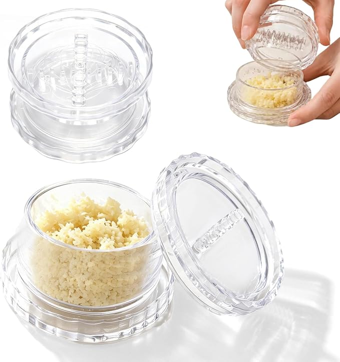 Garlic Twister Mincer, Garlic Press-Clear Crusher for Ginger,Herbs 2PCS | BPA-free food-grade plastic Twist-to-crush design, effortless See-through chamber for precise control