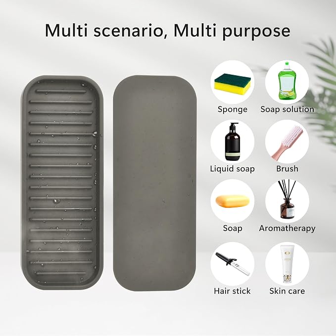 Silicone Sponge Holder for Kitchen Sink - Soap Tray 2 Pack Brown | Kitchen soap tray, sponge tray, sink organizer, dish caddy; soap holder, soap dispenser, scrubber, spoon holder, accessories