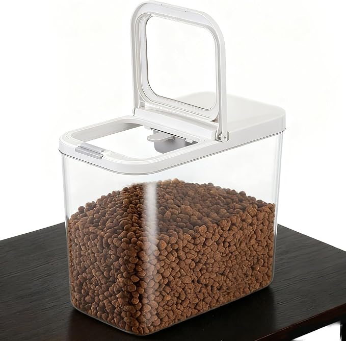 Pet Food Storage Container with Lid & Scooper 10-15lbs/12L Dog Food Storage Container Clear Airtight Cat Food Storage Container BPA Free Dog Treat Container Store Dry Food for Pantry Kitchen