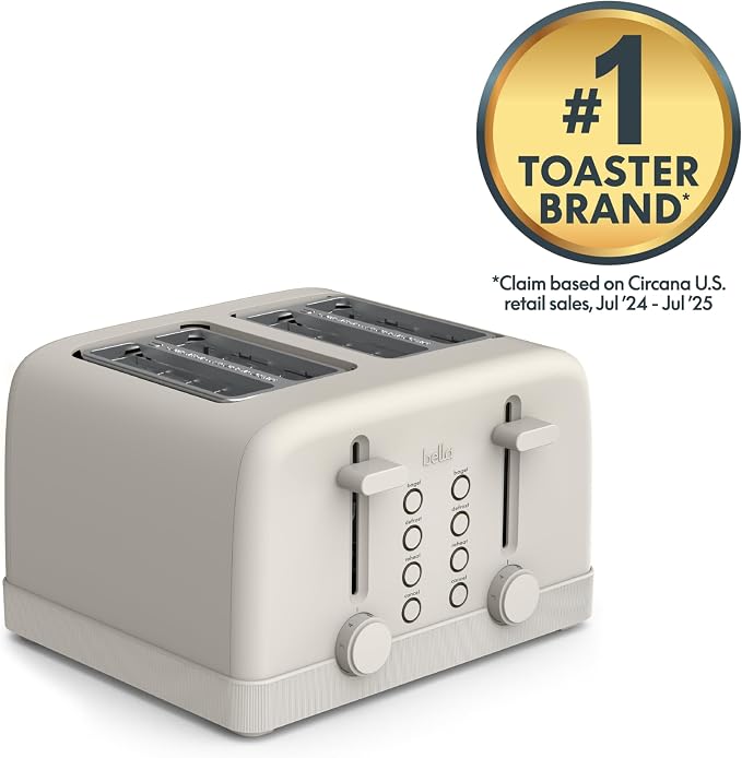bella 4-Slice Toaster with Extra Wide Slots, Oatmilk