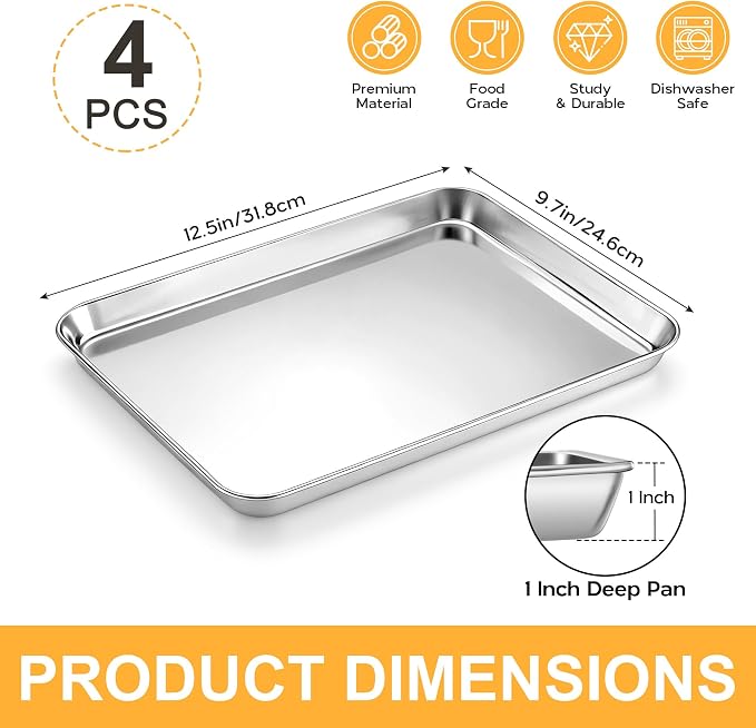 Onader 12.5" x 9.7" Baking Sheet Set of 4