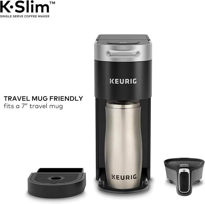 Keurig K-Slim Single Serve K-Cup Pod Coffee Maker, Multistream Technology, 3 Brew Sizes, Slim and Sleek Design, 46oz Removable Reservoir, Black | Multistream Technology, 3 Brew Sizes, Sleek Design, Removable Reservoir
