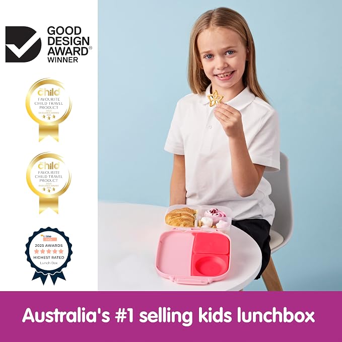 b.box Mini Lunch Box, Snack Containers for Kids, Lunch Box Kids, 4.25 Cup | Bento Box for Kids, Sanck Box, Lunch Containers, Leak Proof, Dishwasher Safe, BPA Free, PFAS Free, Ages 3+ — Flamingo Fizz