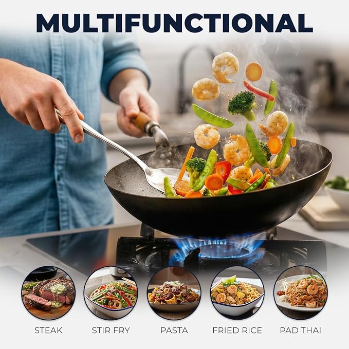 Zulay Kitchen Stainless Steel Slotted Spoon | 14.5” Large Skimmer Frying Spoon for Draining & Serving - Heat-Resistant, Rust-Proof & Dishwasher Safe Kitchen Utensil