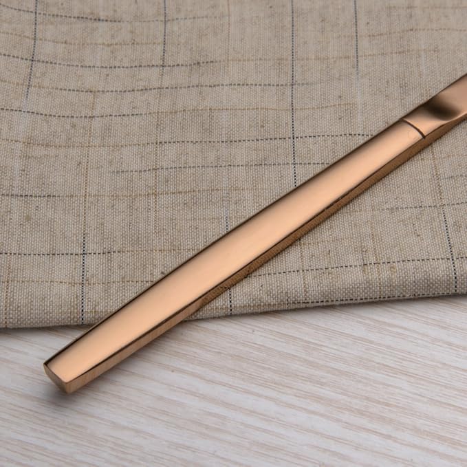 Berglander 20 Piece Titanium Rose Gold Plated Stainless Steel Flatware Set, 20 Pieces Silverware Set, Copper Color Cutlery Sets, Service for 4 (shiny Copper)