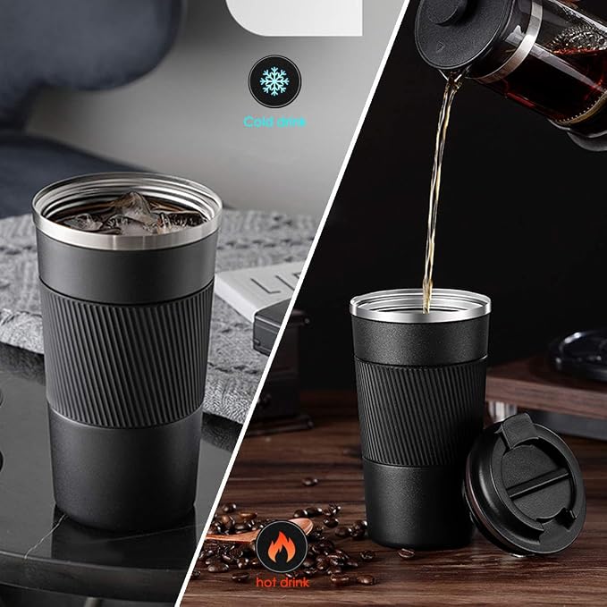 YINJOYI 17oz Travel Coffee Cups Insulated Mug Thermal Tumbler to Go with Lid Leak Proof Reusable Stainless Steel Coffee Mug Spill Proof for Hot and Iced Cold Drinks (Green, 510ml)