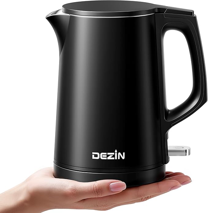 Dezin 0.8L Small Electric Kettle, Stainless Steel Portable Travel Kettle | Double Wall Construction, Auto Shut-Off, 800W Fast Boiling, Compact Tea Kettle for Business Trip, Home, Office, Hotel, Dorm